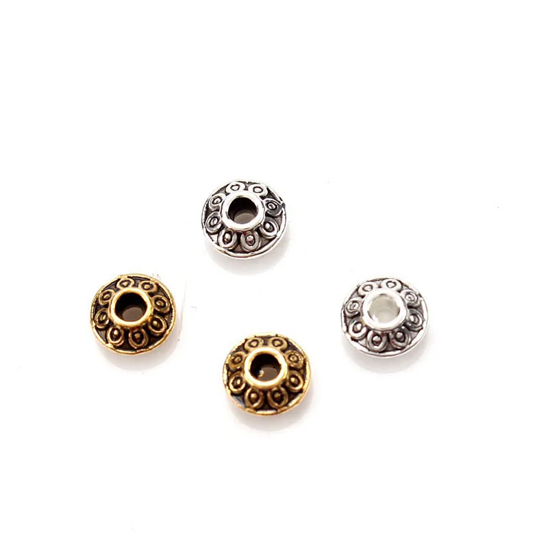 

50pcs/lot Gold Antique Silver Color Metal Spacer Beads 6mm Bracelets Rondelle Seed Beads for DIY Necklace Jewelry Making Finding