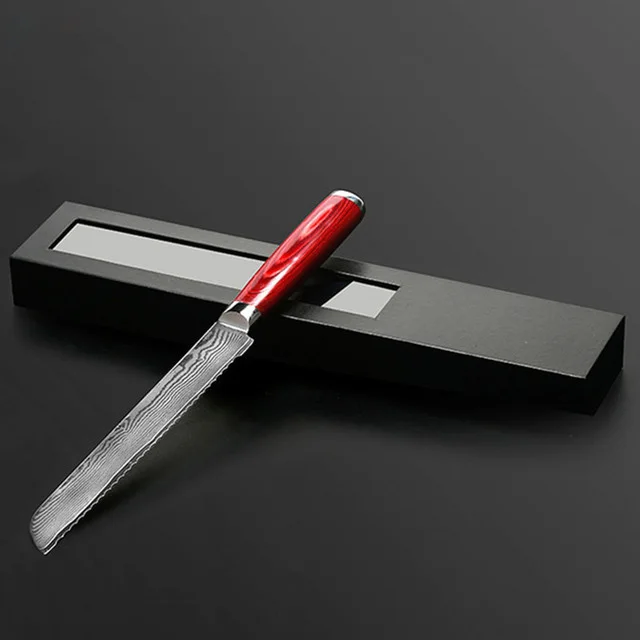 new damascus steel blade 8 inch damascus sawtooth bread knife 67 layers