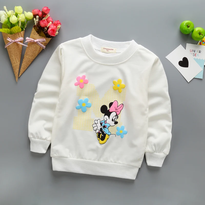Новое поступление года, свитшоты для маленьких девочек весенне-осенний свитер футболка с длинными рукавами и рисунком кошки детская одежда