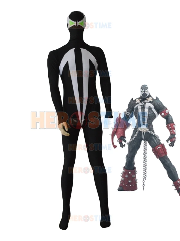 

Free Shipping Lycra Spandex Spawn Costume Zentai Hellspawn Comics Black Superhero Cosplay Suit