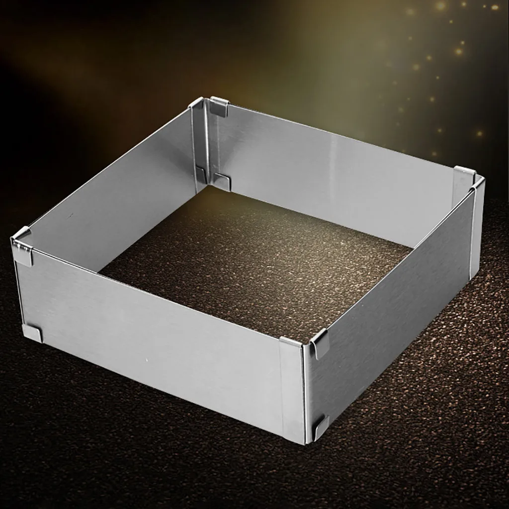 Dropshipping Adjustable 16-30 Stainless Steel Cake Mousse Mould Baking Square Form Ring Home