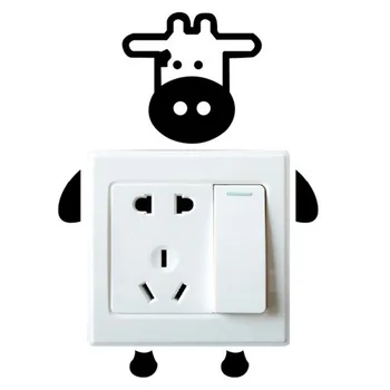 

ZLinKJ 1 Pcs funny animal cow Diy switch stickers Wallpaper decorating bedroom home decoration