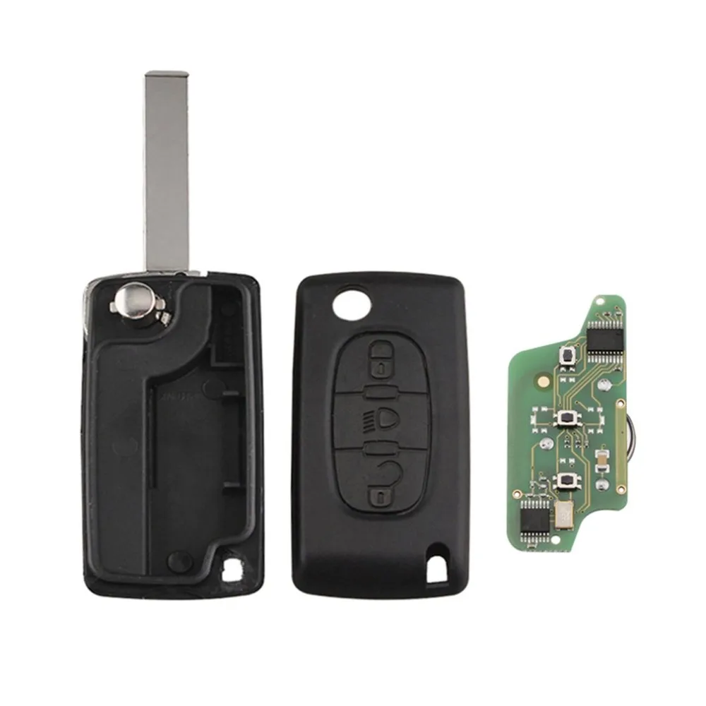 

3 Buttons Remote Control Car Key Remote Alarm Flip Auto Key Fob For PSA Peugeot Citroen Slot With PCF7941 Transponder Chip