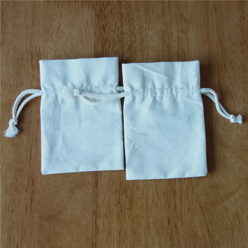 Белая хлопковая Подарочная сумка 8x10cmReusable шнурок толщиной сумки для рождественских Свадебная вечеринка для конфет и ювелирных изделий для упаковки пищевых продуктов
