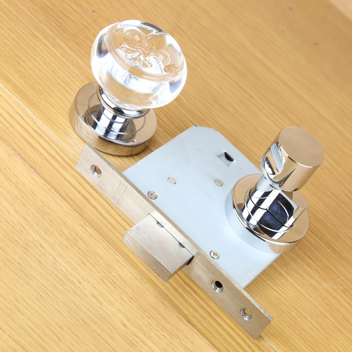 German crystal ball single side hidden dark door lock wall background