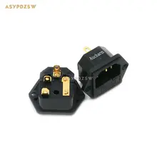 Aucharm IEC розетка 4N фиолетовый Медный позолоченный 15A/250 В HIFI AC разъем предохранителя питания