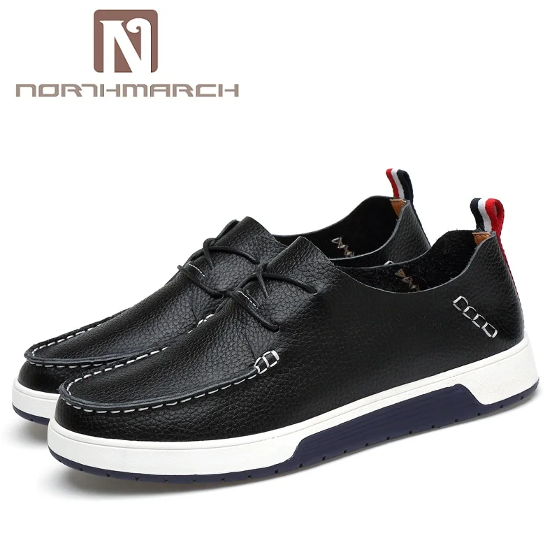 

NORTHMARCH Men Shoes Brand Casual Shoes For Men Lace-Up Loafers Breathable Genuine Leather Shoe Men Chaussures Hommes En Cuir