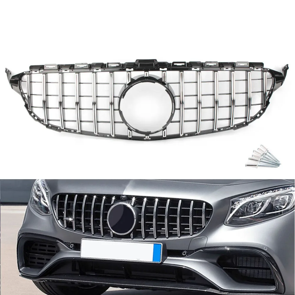 Car Front Bumper Mesh Protective Grill Chrome ABS For Mercedes Benz C