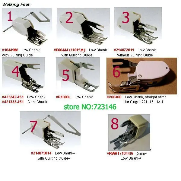 8PCS Walking Foot Low Shank With Quilting Guide for Brother Singer