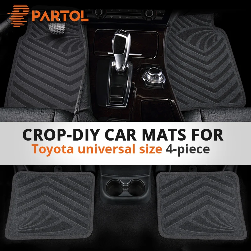 Partol Black 4pcs Car Floor Mats Anti Slip Durable Flexible Crop