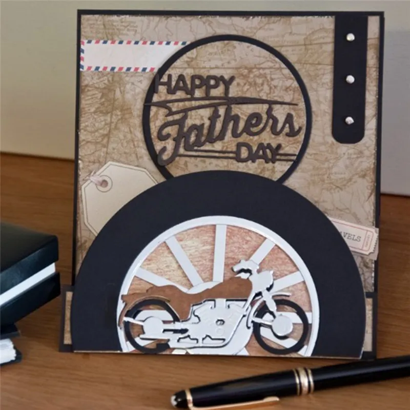 

YaMinSanNiO Happy Father Day Fustelle Metal Cutting Dies Diy Card Craft Letter Frame Cut Scrapbooking for Dad Gift Punch
