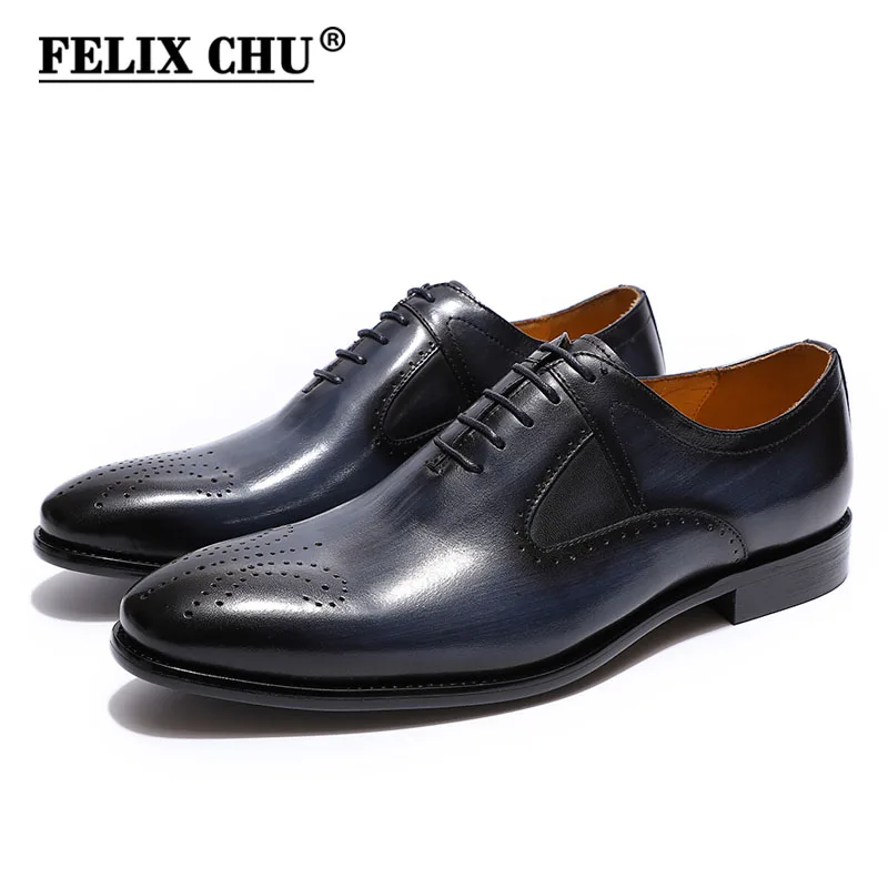FELIX CHU Men's Modern Dress Shoes Formal Plain Toe Lace up Oxford
