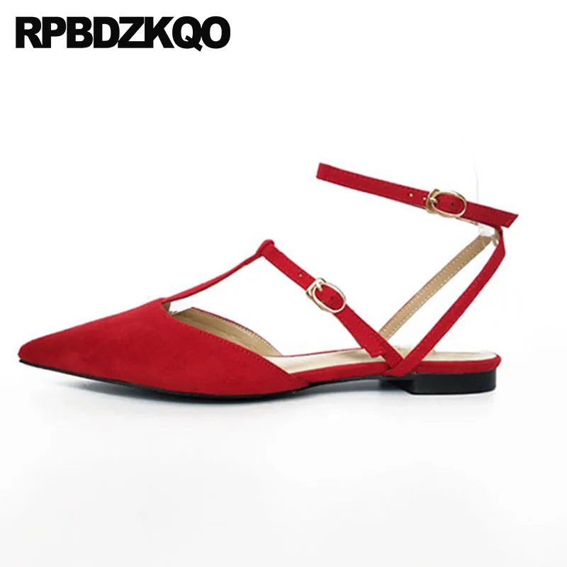 red flats with ankle strap