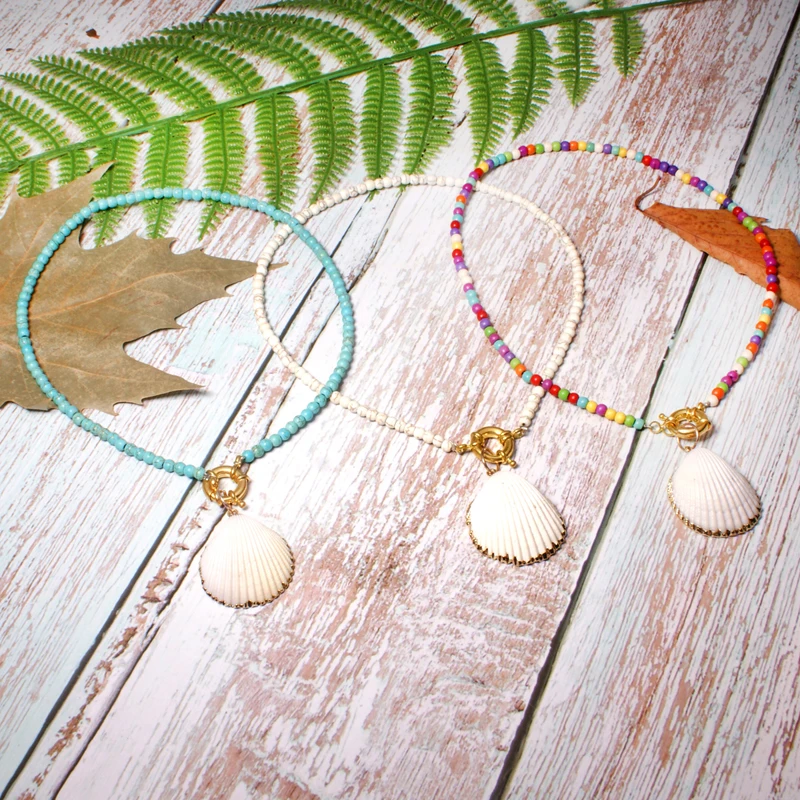 

MOON GIRL Bohemian Natural Shell Choker Bib Collares for Women Fashion Boho Vinatge Cowrie Shell Pendant Necklace Dropshipping