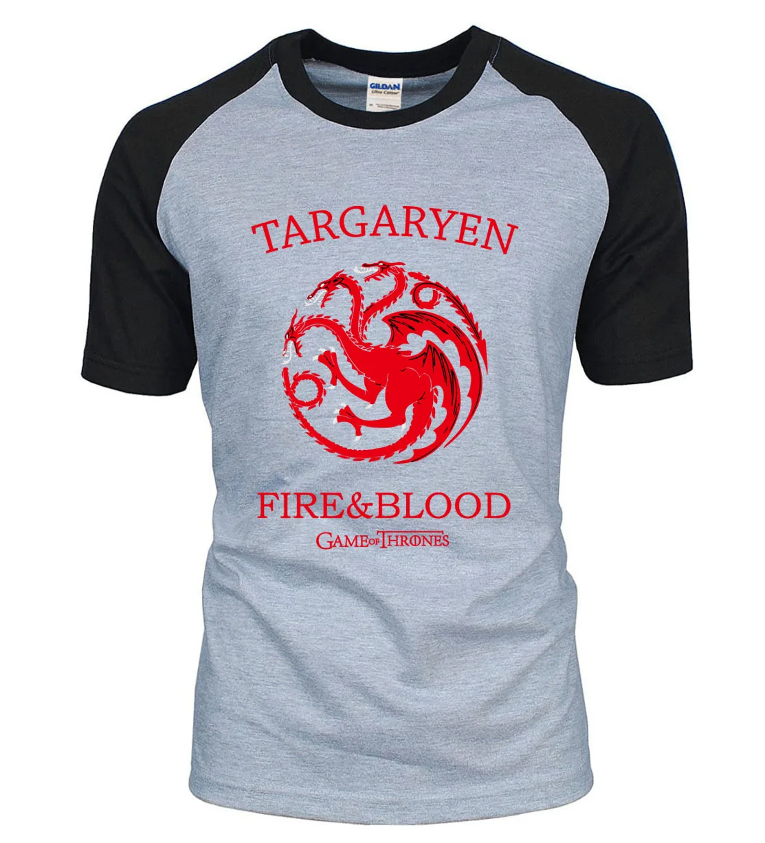 

Dragon Printed Game of Thrones Men T-Shirts 2019 Hot Sale Summer Raglan Men Tee Shirt 100% Cotton High Quality Male T-Shirt Men