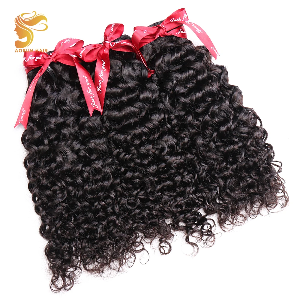 

AOSUN Malaysian Hair 3 Bundles Deal Italian Curly 100% Remy Human Hair Weave Bundles 100% Natural Color