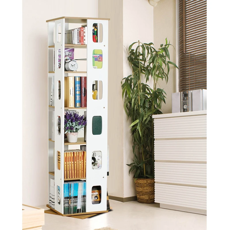 Home Yat simple rotating bookshelf bookcase shelf creative Floor Stands