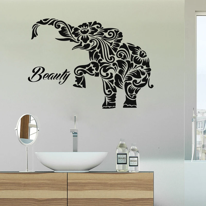 DCTAL Elephant Buddha Quotes Namaste Wall Decals Yoga Mandala Wall Stickers Living Rooms DIY Home Decor Yoga Lotus Decoration