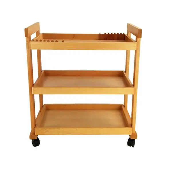 

W13 3-Tier High Quality Beech Drawing Tool Cart Burlywood Dining Cart Home Office Storage 360-degree universal wheels