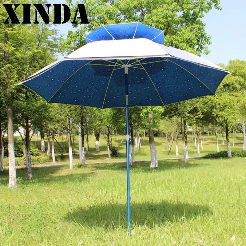 2.2m Universal Outdoor Fishing Umbrella Uv Sun Umbrella Double Layer Beach Umbrella DH0157 umbrella