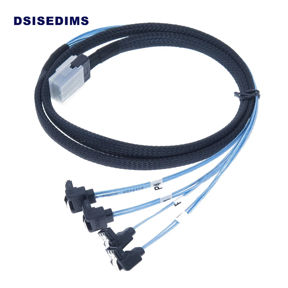 Wholesale Mini SAS 4i SFF-8087 to 4*90 Degree Right Angle 7Pin Female SATA Cable