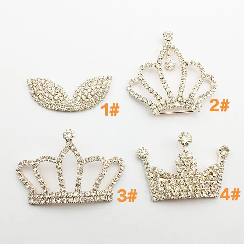 

5pcs/lot 4 size Rhinestone Crown Button Used On Decoration Flat Back Silver Color Decoration Button free shipping