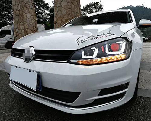 Светодиодный головной фонарь U style Angel eyes для VOLKSWAGEN Golf 6 MK6 фары 2010- Биксеноновые линзы двойной луч HID комплект - Цвет: Demon Eyes