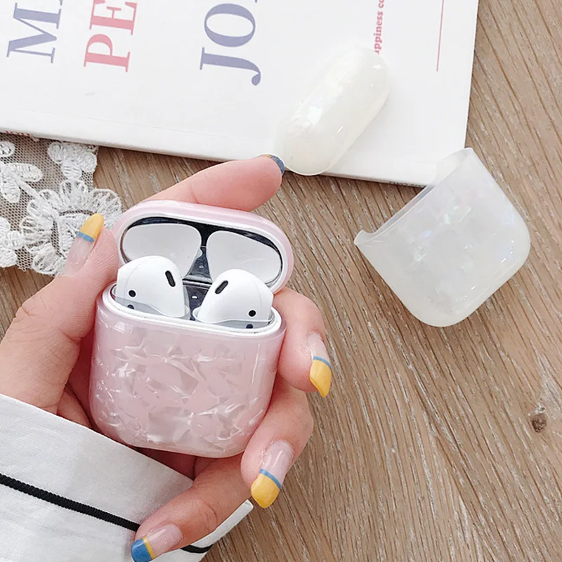 

Case for headphone Ins shell pattern earphone set cover Marble Pattern Hard PC Case Protector for Airpods Wireless Earphone