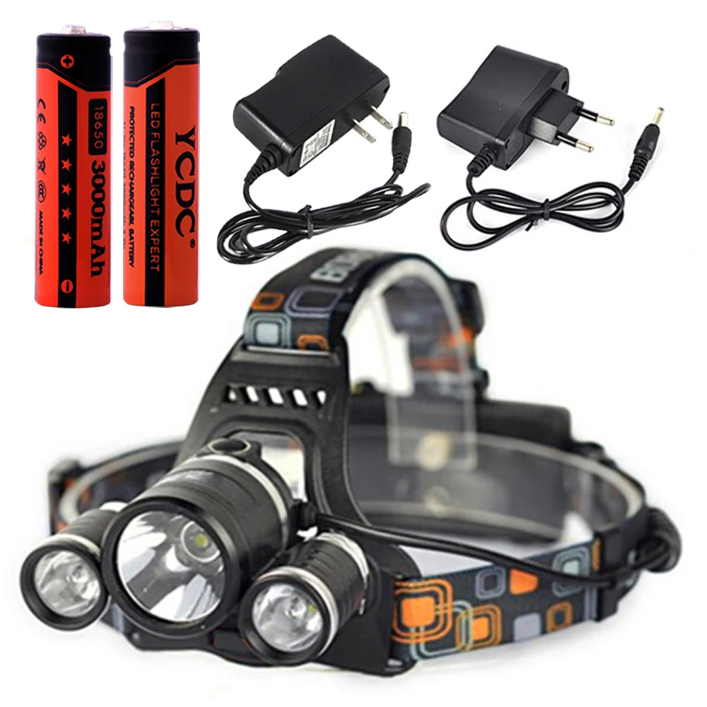 

5000LM Led Headlamp CREE XML-T6 Zoomable Head light Head Torch flashlight Head lamp by 18650 battery for Fishing Camping