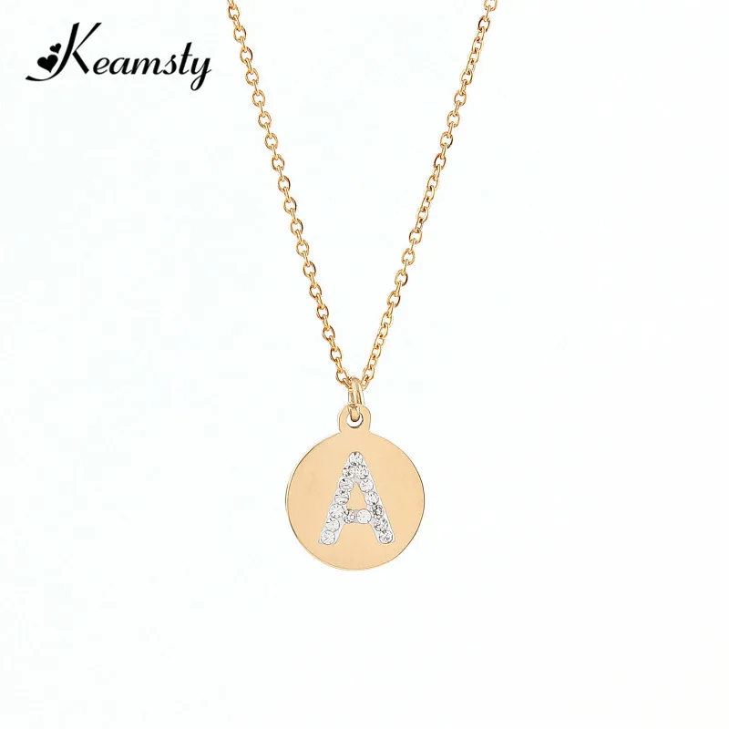

New Arrival Tiny Initial Necklace 18K Gold Plated Round Stainless Steel Custom Personalized Charm Necklace