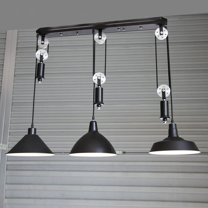 

kitchen industrial lighting Bar Vintage adjustable pulley pendant lamp dining room pendant ajustable light hanging lamp led bulb