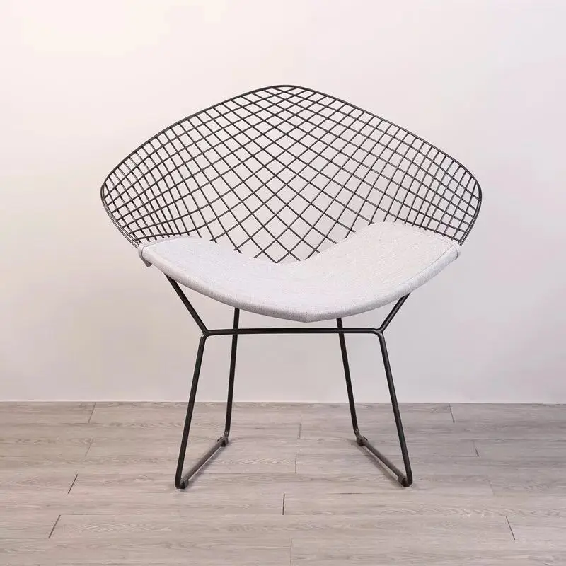 U-BEST открытый Реплика Bertoia алмазная проволока обеденный стул, хромированная фурнитура Алмазная кожа стул Гарри - Цвет: black and grey pad