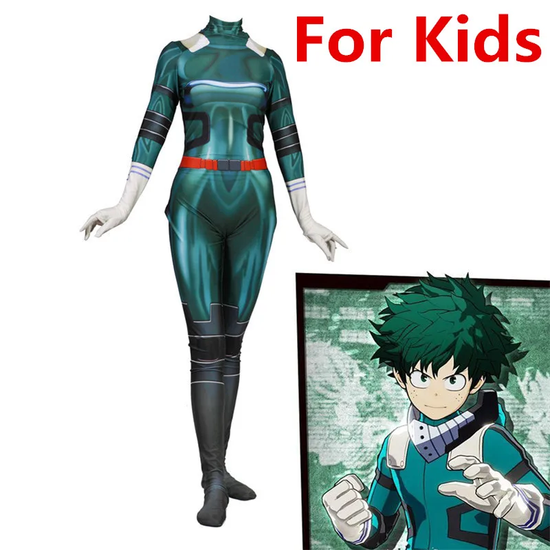 Ainiel My Hero Academy Midoriya Izuko Deku, маскарадные костюмы для мужчин, женщин и девочек, костюм зентай, облегающий костюм на Хэллоуин для детей и взрослых - Цвет: Kids Size