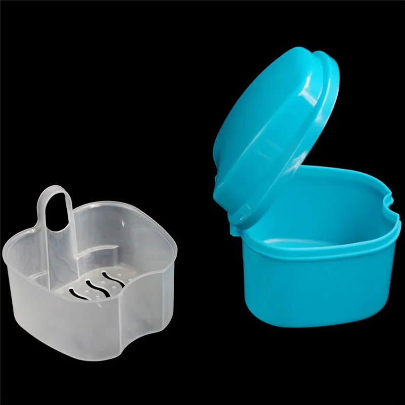 Качественный зубной протез, чехол для ванной, стоматологическая ложная коробка для хранения зубов с подвесным сетчатым контейнером, синий пластиковый искусственный зуб, Набор держателей