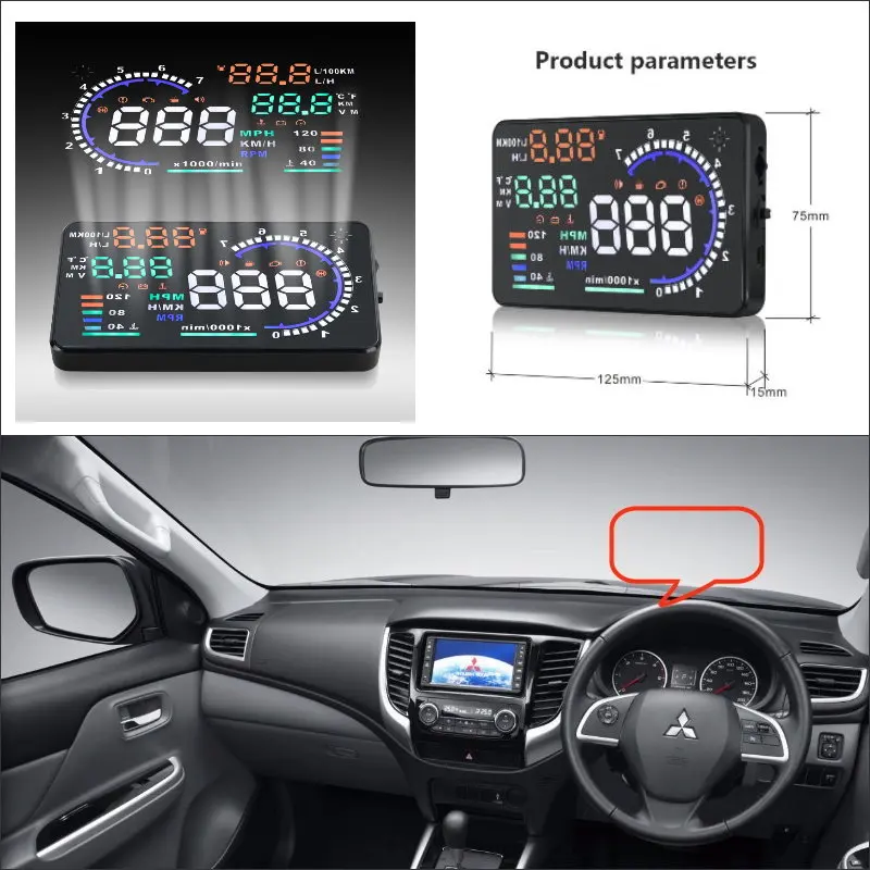 

Car HUD Head Up Display For Mitsubishi Mirage Triton 2015 2016 - Saft Driving Screen Projector Refkecting Windshield