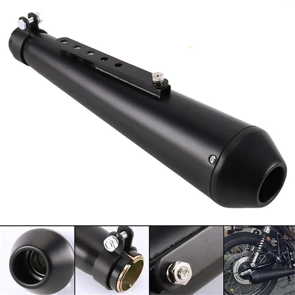 

Matte Black Motorcycle Exhaust Muffler Universal 17.5" Silencer Pipe 35mm - 41mm Baffle for Harley Chopper Scrambler Bobber