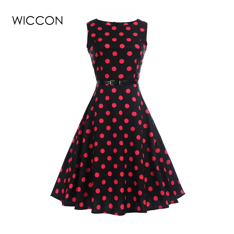 red and black spotty dress
