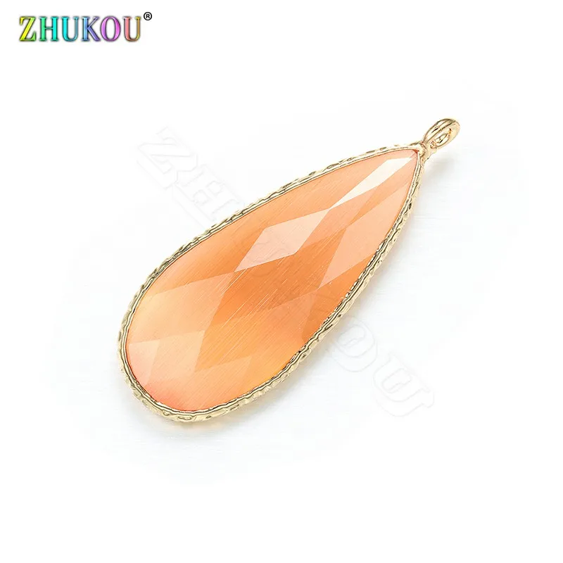 ZHUKOU 15x38 мм подвеска из градиентного стекла, латунные кубические циркониевые подвески для DIY ожерелья, аксессуары для изготовления ювелирных изделий Модель: VD401 - Окраска металла: orange
