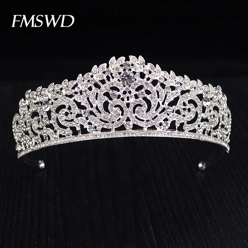 

Silver Gold Color Crystal Baroque Rhinestone Tiara For Bride Wedding Hair Jewelry Crowns Weedding Hair Accessories Headdress