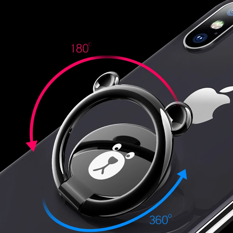 Cartoon bear Finger Ring Holder For Mobile Phone Universal Magnetic 360 Degree Metal Stand Holder For iPhone for Samsung (2)