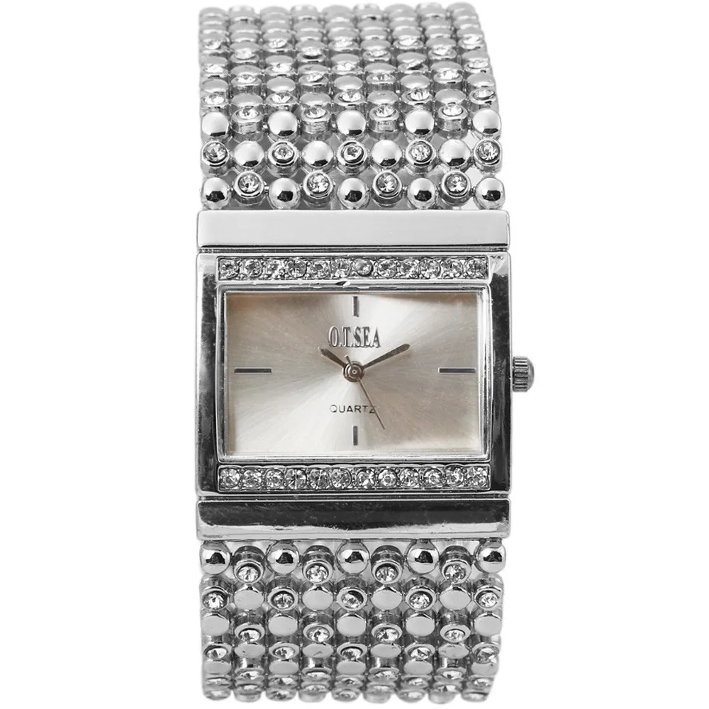 Высококачественные Женские часы с браслетом, роскошные Брендовые женские кварцевые часы из нержавеющей стали, аналоговые наручные часы со стразами - Цвет: b