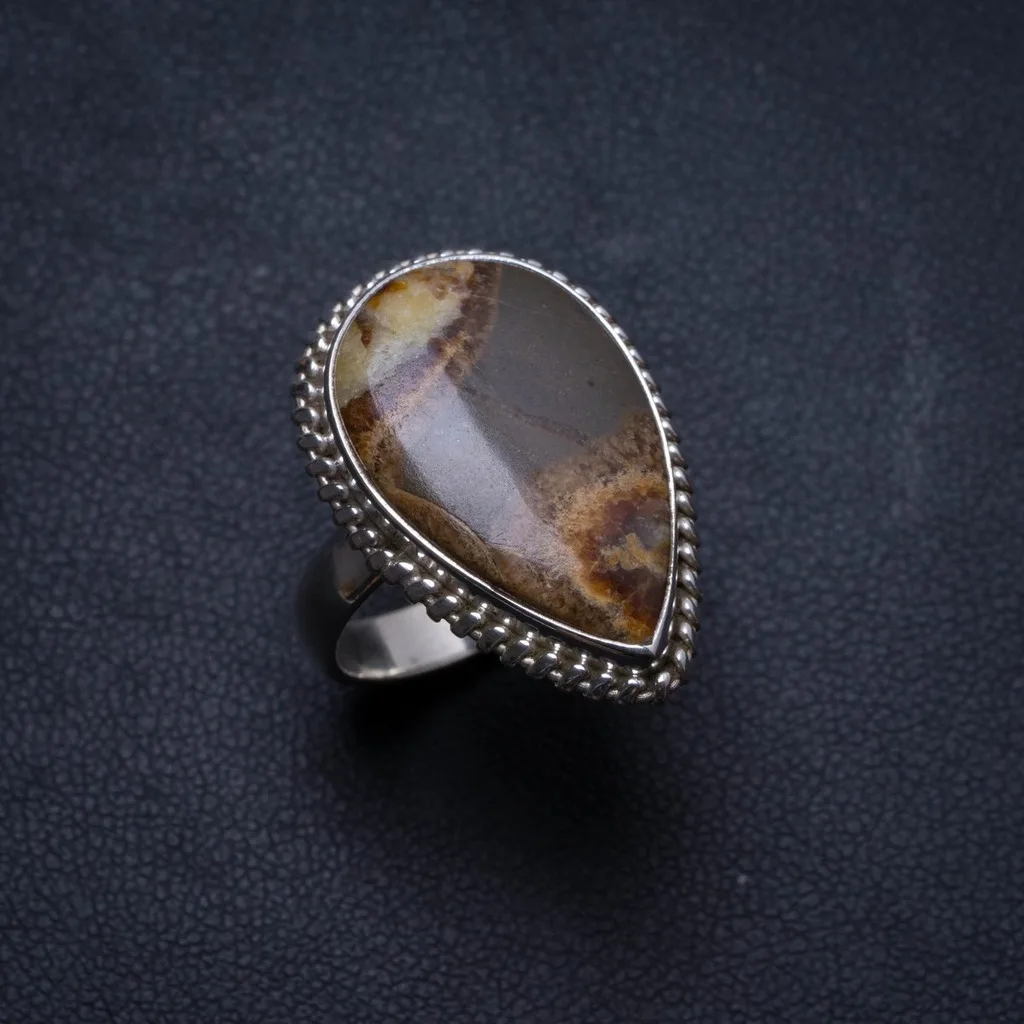 

Natural Dragon Septarian Handmade Unique 925 Sterling Silver Ring, US size 7.25 X2765