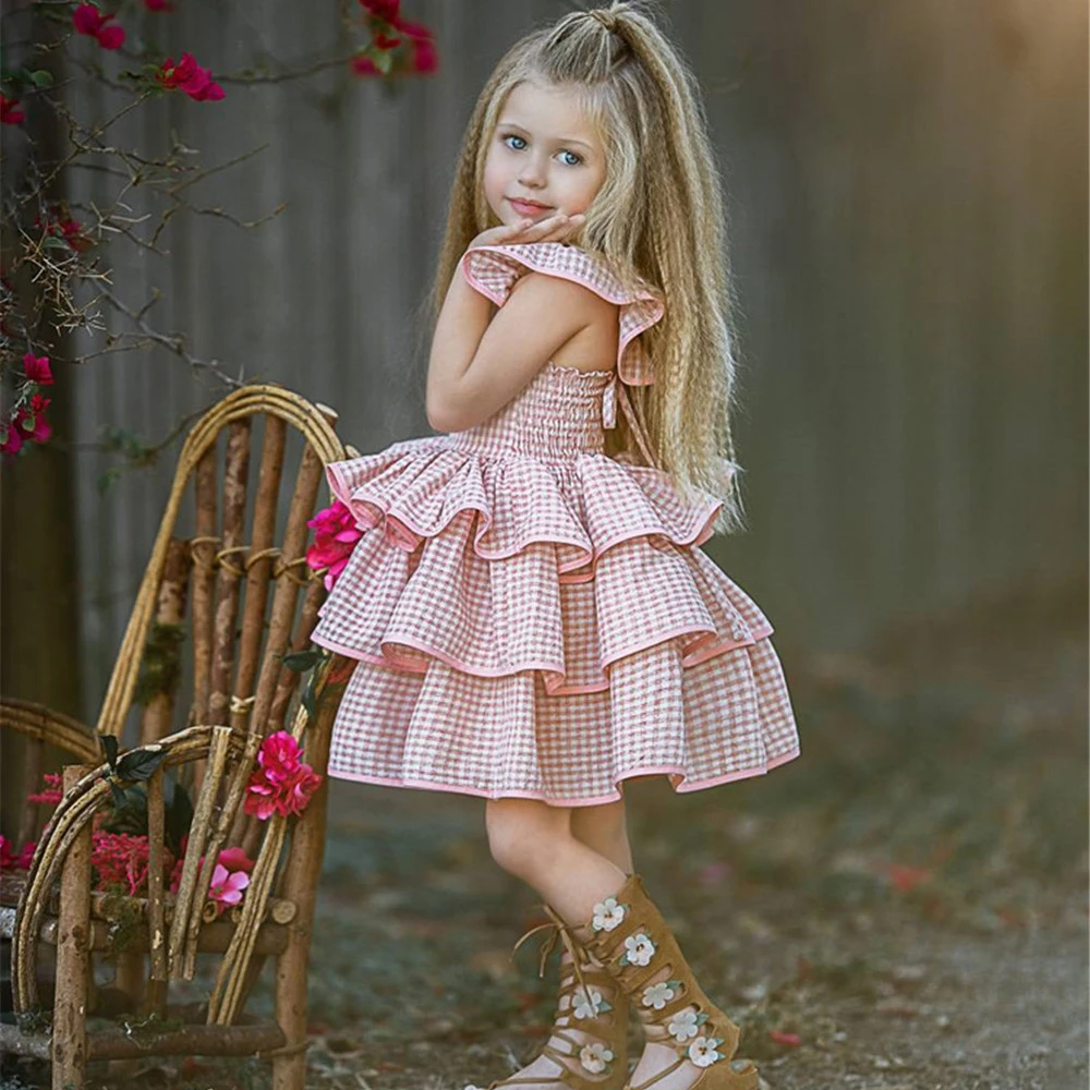 

Dresses Children's Clothing Kids Baby Girls Ruffled Dress Sundress Summer Party Layered Princess Dress Children Baby clothing