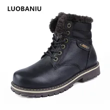 Мужская обувь из натуральной кожи зимние ботинки уличные ботинки с мехом водонепроницаемые мужские ботинки зимние ботинки Большие размеры 38-49