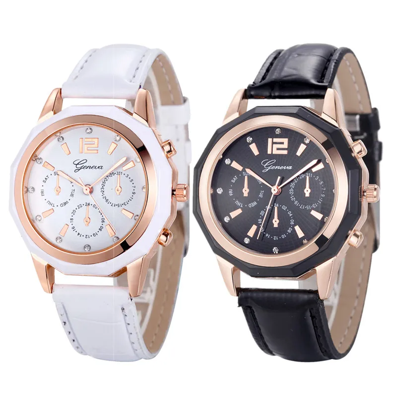 Fashion New Geneva women's watches casual watch Leather Band Stainless Steel Quartz Analog Wrist Watch relogio feminino 3M25#N (2)