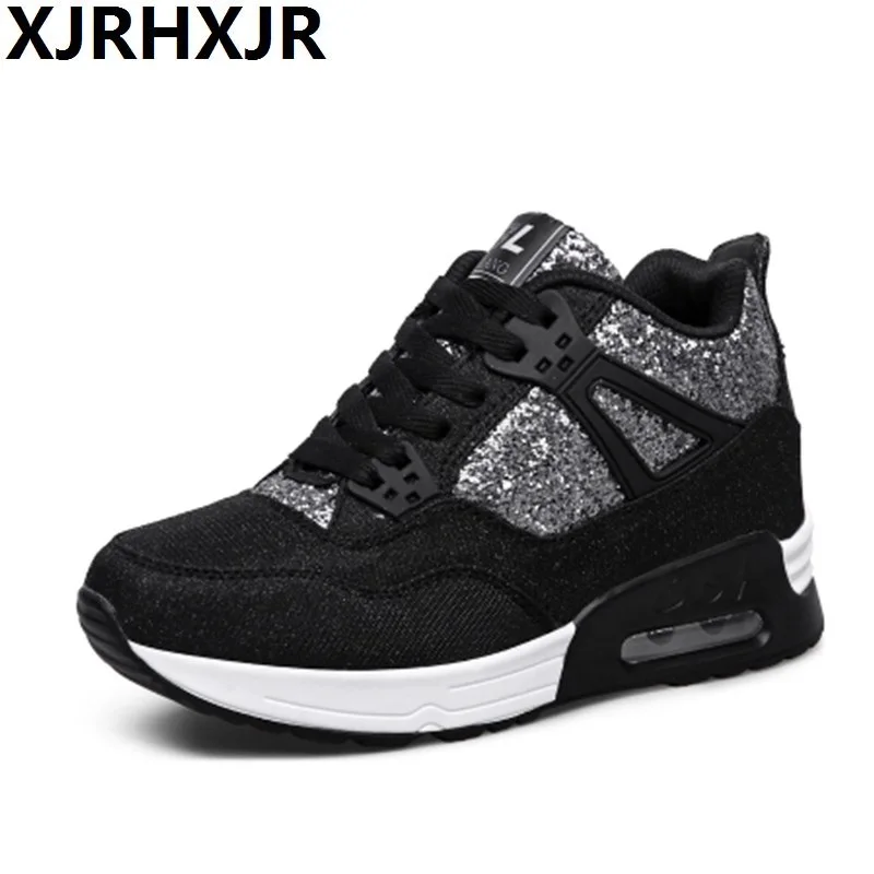 Mode 2019 black Grey Respirant 7 Casual Marche Formateurs Automne Appartements dark Chaussures Femmes Printemps Grey De Light Talons Cm Croissante Marque Hauteur qBnfRntE1