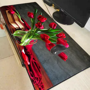 

Mairuige Extra Large Mouse Pad Red flower And Book Gaming Mousepad Anti-slip Natural Rubber Gaming Mouse Mat with Locking Edge