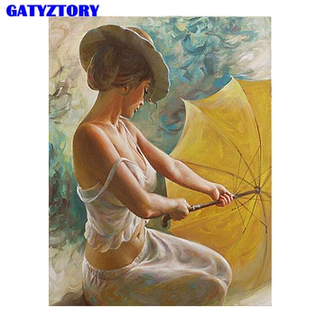 

Frameless Umbrella Women Figure Painting Acrylic Picture DIY Digital Painting By Numbers Unique Gift For Home Decoration 40x50cm