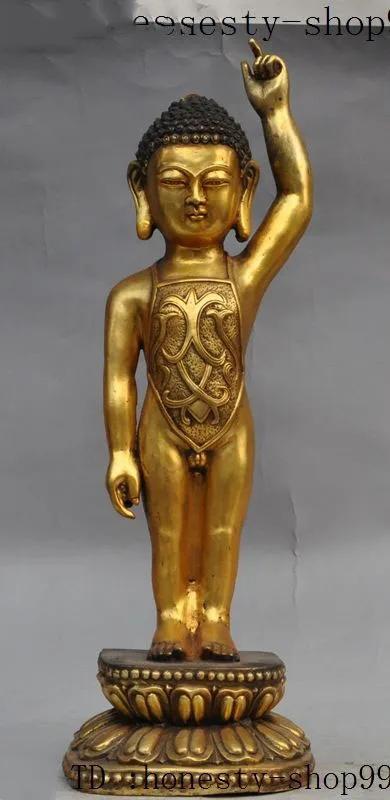 

wedding decoration 17"Old Tibet Buddhism Fane Bronze gilt Shakyamuni Prince Edward buddha statue