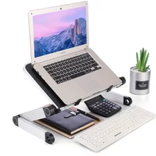 Алюминий сплава ноутбука Портативный складной регулируемый, стол для ноутбука компьютерный стол подставка, лоток Тетрадь Lap PC складной стол